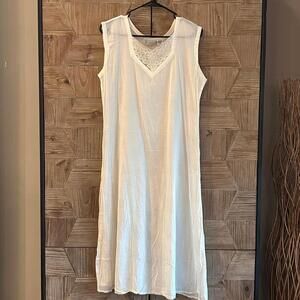 Vintage Starina Women's White Midi Sleeveless Sheath Dress Size S 1990's